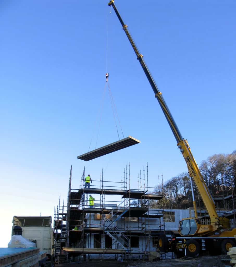 floor cassette lifted by large crane