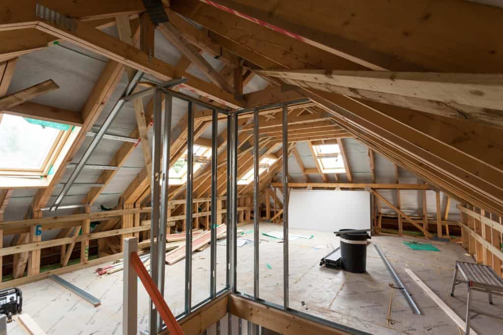 inside room in roof truss construction