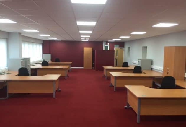 empty oldbury office with desks and chairs