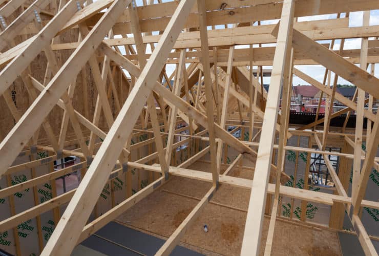 side view of roof trusses
