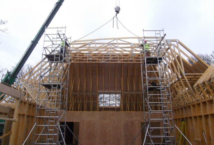 large attic trusses installed by crane