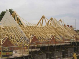 An image of the wooden frame for a gable end